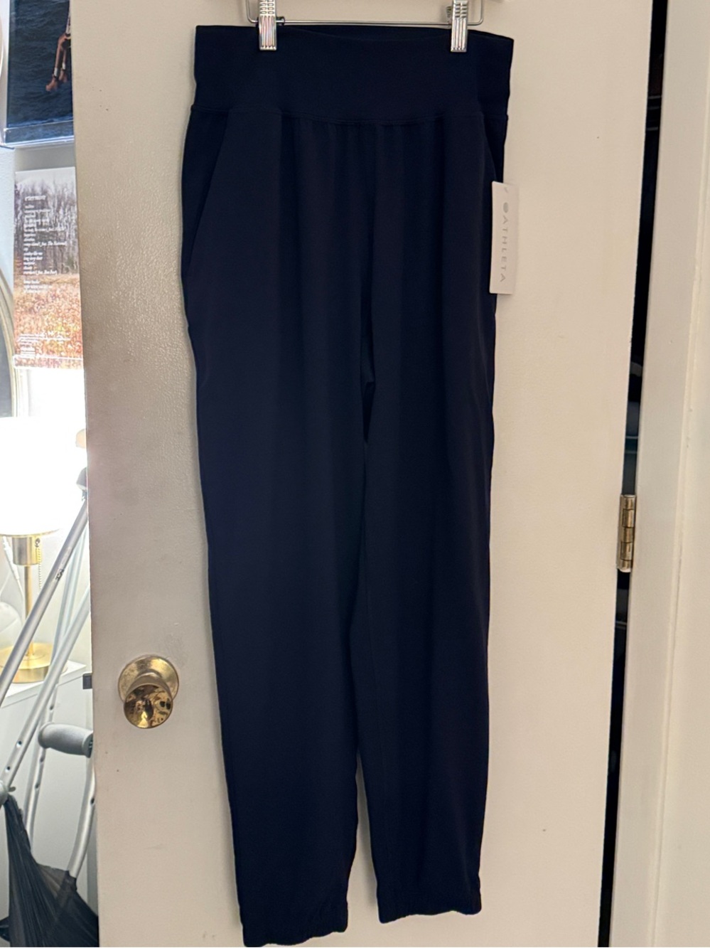 Athleta Navy High-Rise Wide-Leg Track Pants